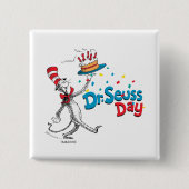 De kat in het Pet | Dr. Seuss Day Vierkante Button 5,1 Cm (Voorkant)