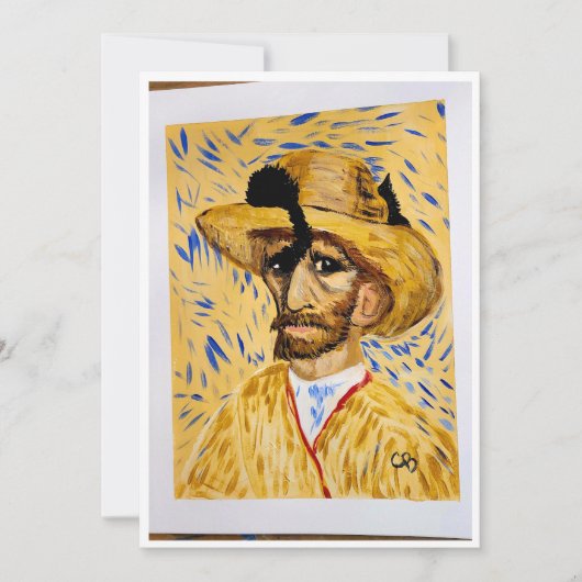 de kat in het pet van Van Gogh Bedankkaart (Voorkant)