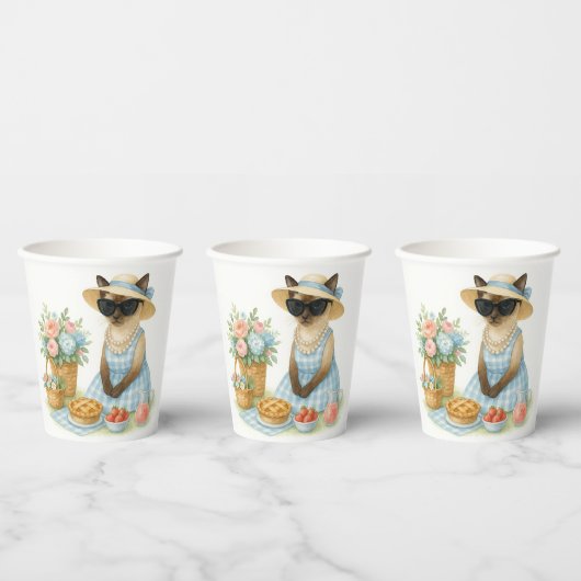 De kat is aan het picknicken in haar tuin papieren bekers (Multi)