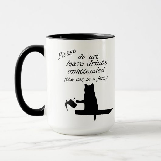 De kat is een Jerk Coffee-Mok Mok (Links)
