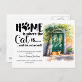 De kat is verhuisd! Nieuw adres aankondiging (Voorkant / Achterkant)