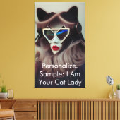 De Kat Lady (Aanpasbaar) Canvas Afdruk (Insitu (Woonkamer))