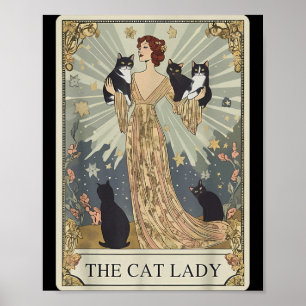 De Kat Lady Tarotkaart Skelet Kat Moeder Kat Liefh Poster