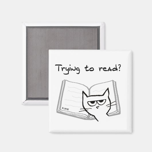 De kat maakt het onmogelijk om te lezen - Grappig  Magneet (Voorkant / Achterkant)