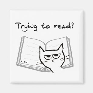 De kat maakt het onmogelijk om te lezen - Grappig  Magneet