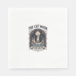 De Kat Maan Kat Tarotkaart Major Arcana Vintage V Servet