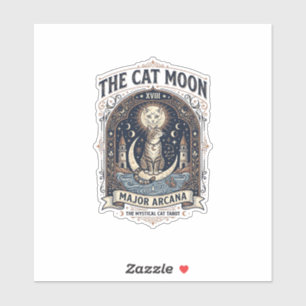 De Kat Maan Kat Tarotkaart Major Arcana Vintage V Sticker