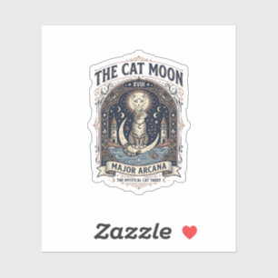 De Kat Maan Kat Tarotkaart Major Arcana Vintage V Sticker