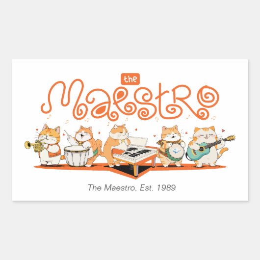 De kat Maestro Rechthoekige Sticker (Voorkant)