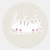 De kat met bloemen ronde sticker (Voorkant)