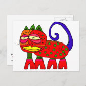 "de kat met de blauwe staart" briefkaart (Voorkant / Achterkant)