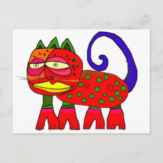 "de kat met de blauwe staart" briefkaart