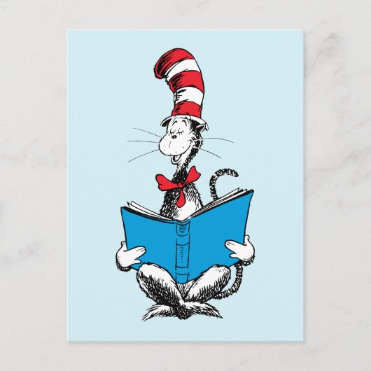De Kat met de Hoed Leest Briefkaart (Voorkant)
