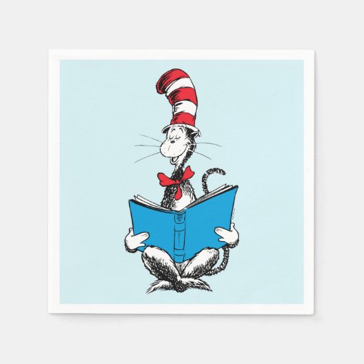 De Kat met de Hoed Leest Servet (Voorkant)