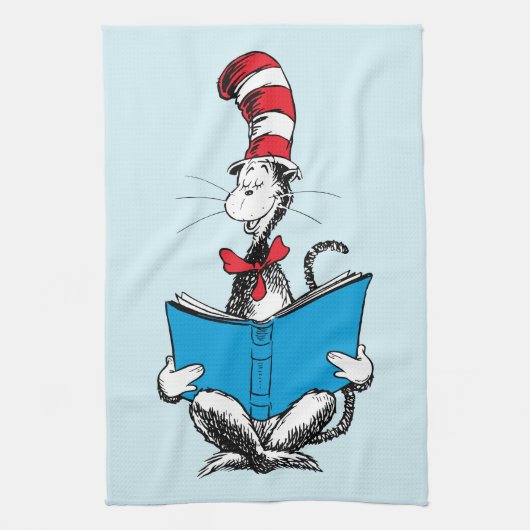 De Kat met de Hoed Leest Theedoek (Verticaal)