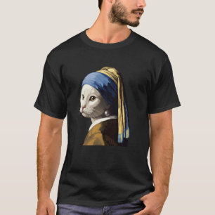 De kat met een parel oorbel T-shirt grappige Verme