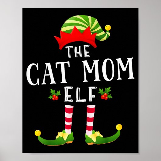 De Kat Moeder Elf Kerst Overeenkomstige Pyjama Man Poster (Voorkant)