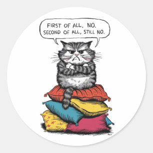 De kat moet op een stapel zitten ronde sticker
