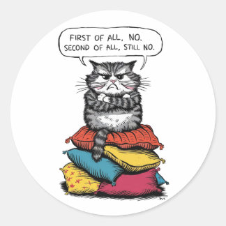 De kat moet op een stapel zitten ronde sticker