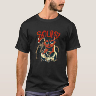 De kat neemt je sol met een geklede grim op. t-shirt