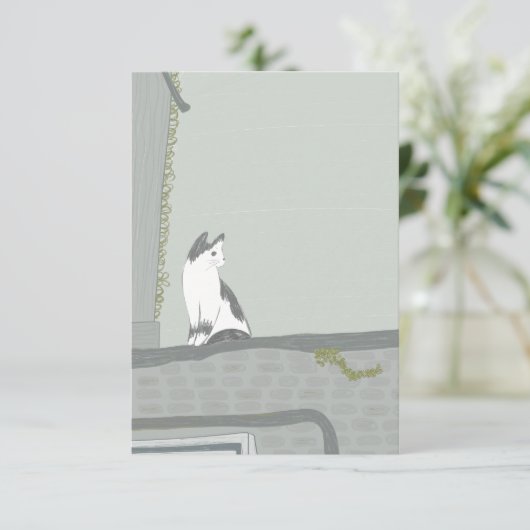 De kat op het hek bedankkaart (Staand voorkant)