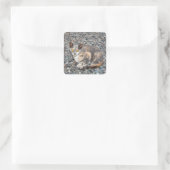 De kat   Pillow Case Vierkante Sticker (Tas)