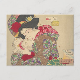 De kat plagen (1888) prent door Tsukioka Yoshitosh Briefkaart