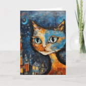 De kat 's nachts in de stad kaart (Voorkant)