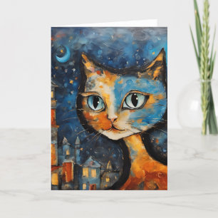 De kat 's nachts in de stad kaart