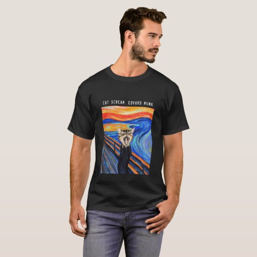 De kat schreeuwt, Edvard Munch. Memes Funny T-shirt (Voorkant volledig)