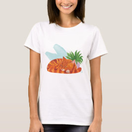 De kat slaapt, de kat doet alsof t-shirt