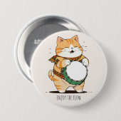 De kat speelt de trommel ronde button 7,6 cm (Voorkant /achterkant)