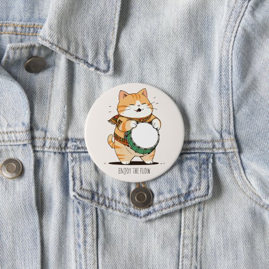 De kat speelt de trommel ronde button 7,6 cm (In situ)