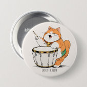 De kat speelt de trommel ronde button 7,6 cm (Voorkant /achterkant)