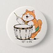 De kat speelt de trommel ronde button 7,6 cm (Voorkant)
