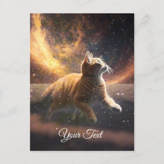 De kat speelt met de sterren. briefkaart