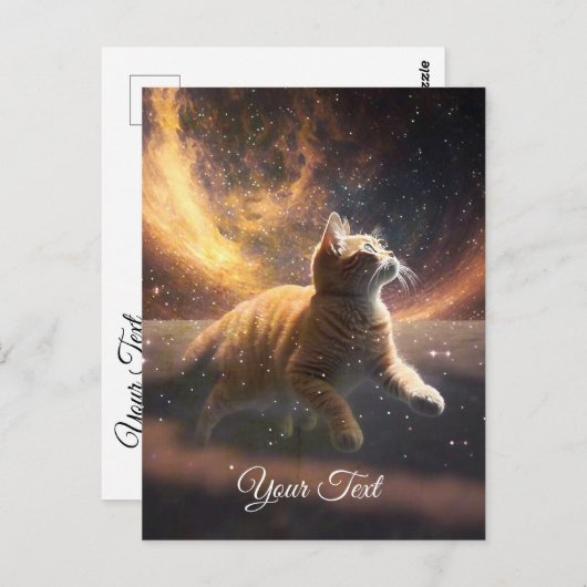 De kat speelt met de sterren. briefkaart (Voorkant / Achterkant)