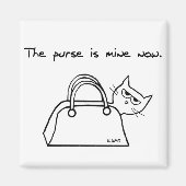 De kat steelt je tas - Grappige kattenmagneet Magneet (Voorkant)