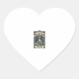 De Kat Ster Kat Tarotkaart Major Arcana Vintage V Hart Sticker