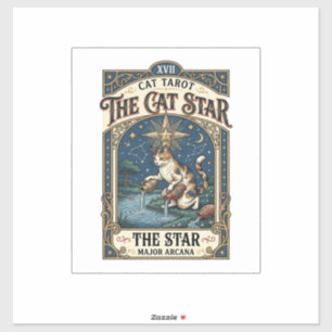 De Kat Ster Kat Tarotkaart Major Arcana Vintage V Sticker