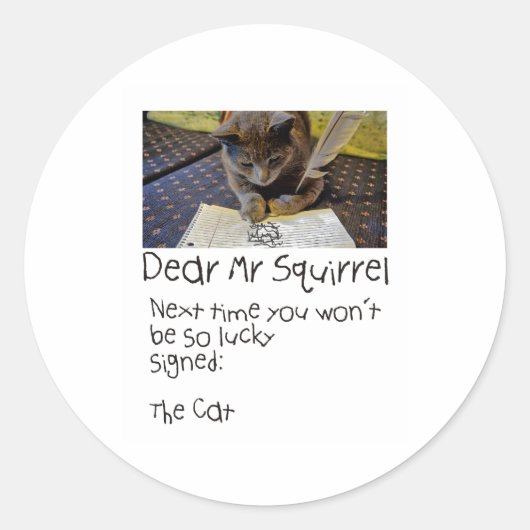 De KAT stuurt een bericht naar Squirrel Ronde Sticker (Voorkant)