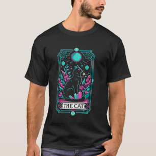 De Kat Tarotkaart Halloween Heks Mystiek Zwart T-shirt