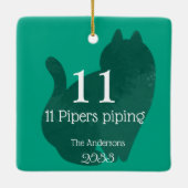 De kat Twaalf dagen van Kerstmis aangepaste 11e da Keramisch Ornament (Achterkant)