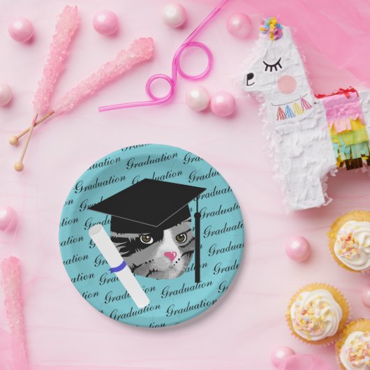 De Kat van afstuderen Papieren Bordje (Feest)