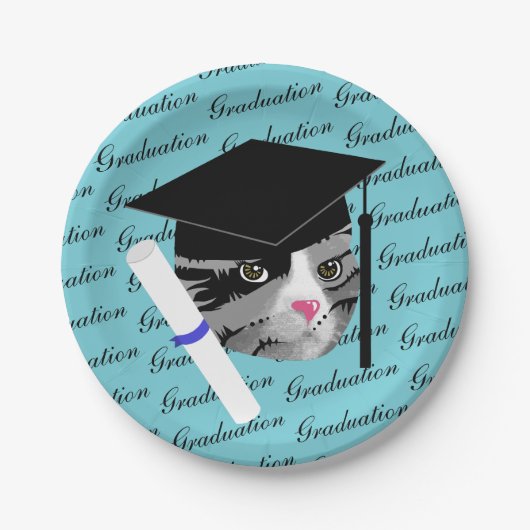 De Kat van afstuderen Papieren Bordje (Voorkant)