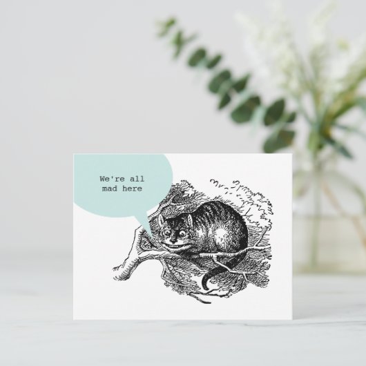 De Kat van Cheshire - wij zijn gek allen hier Briefkaart (Staand voorkant)