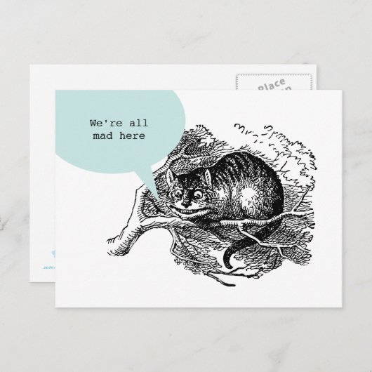 De Kat van Cheshire - wij zijn gek allen hier Briefkaart (Voorkant / Achterkant)