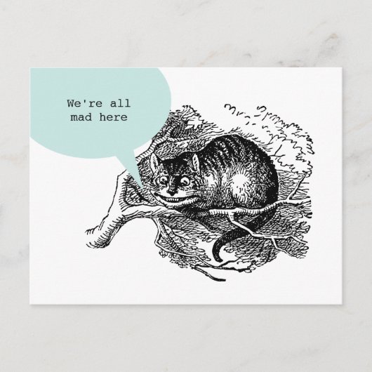 De Kat van Cheshire - wij zijn gek allen hier Briefkaart (Voorkant)