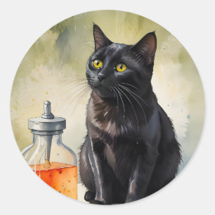 De kat van de alchemist ronde sticker