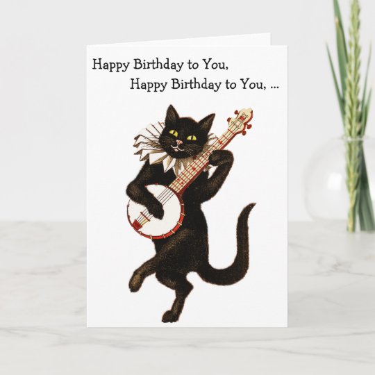 De Kat Van De Banjo Gelukkige Verjaardag Aan U Kaart Zazzle Nl